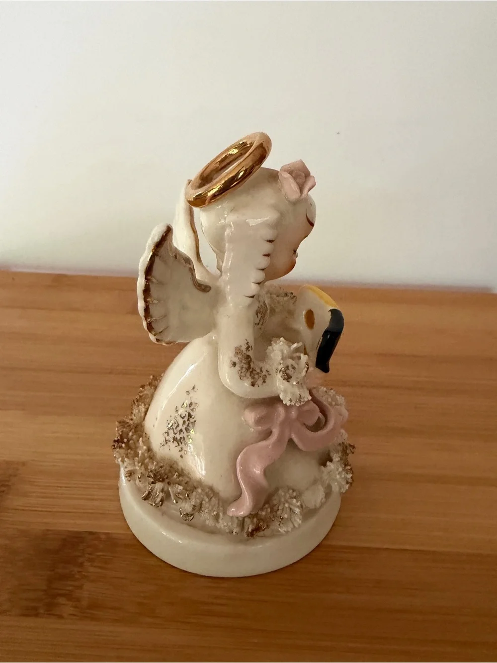 Vintage Napco October Angel Figurine. White & Pink Made in Japan MCM 50s